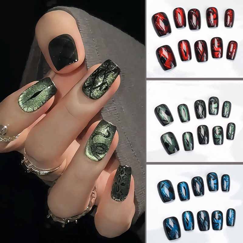 Nail Art Emerald Blue - 10 шт. темный стиль, крутой ветер,
