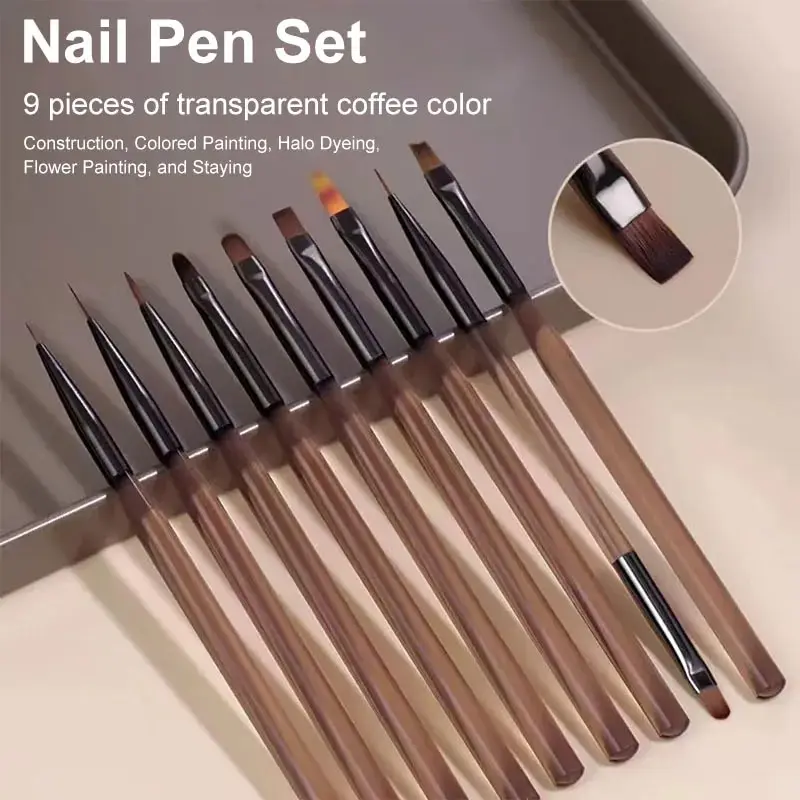 Nail Art Sch - Набор из 9 кистей для нейл-арта