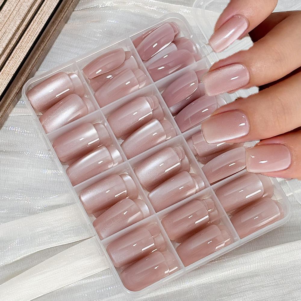 Nail Art Pink Cat Eye - 144 шт. глянцевых накладных ногтей цвета