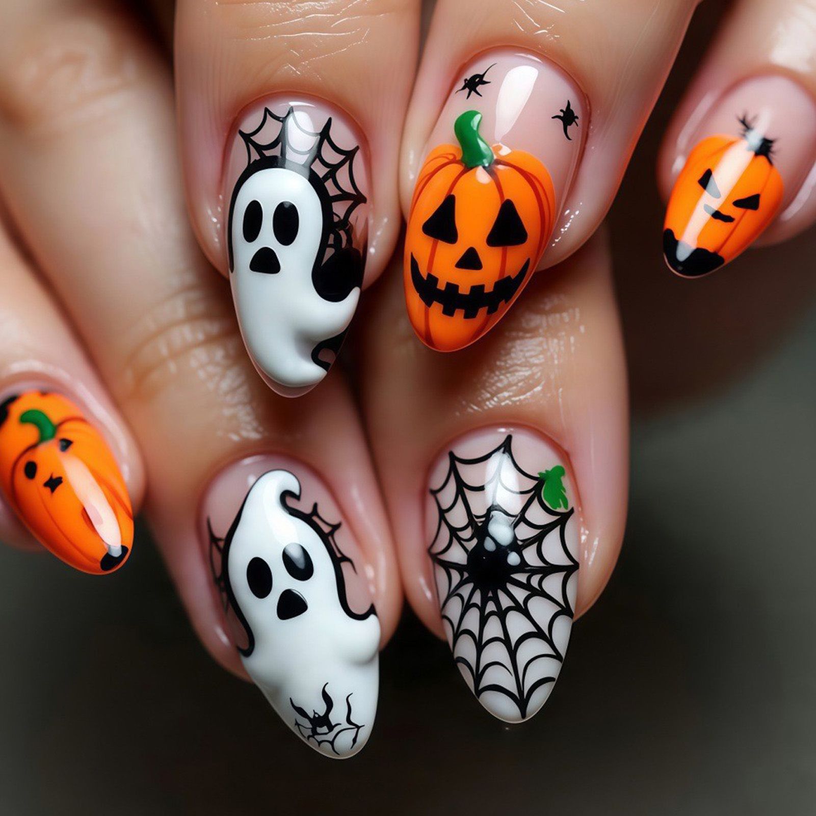 Nail Art Press On - 24 шт. накладных ногтей на Хэллоуин