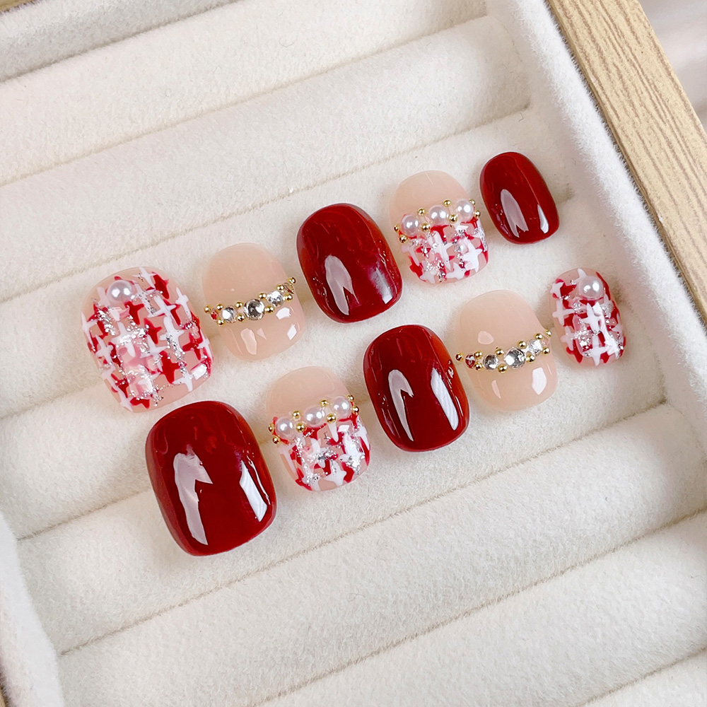 Nail Art Press On - Набор из 10 коротких квадратных и