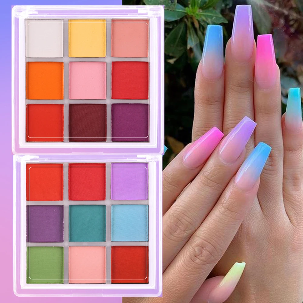 9-цветная палитра пигментов дл – обзор и цена Nail Art Ombre Glitter