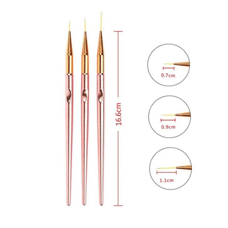 Набор из 3 кистей для дизайна  – обзор и цена Nail Art Rose Gold