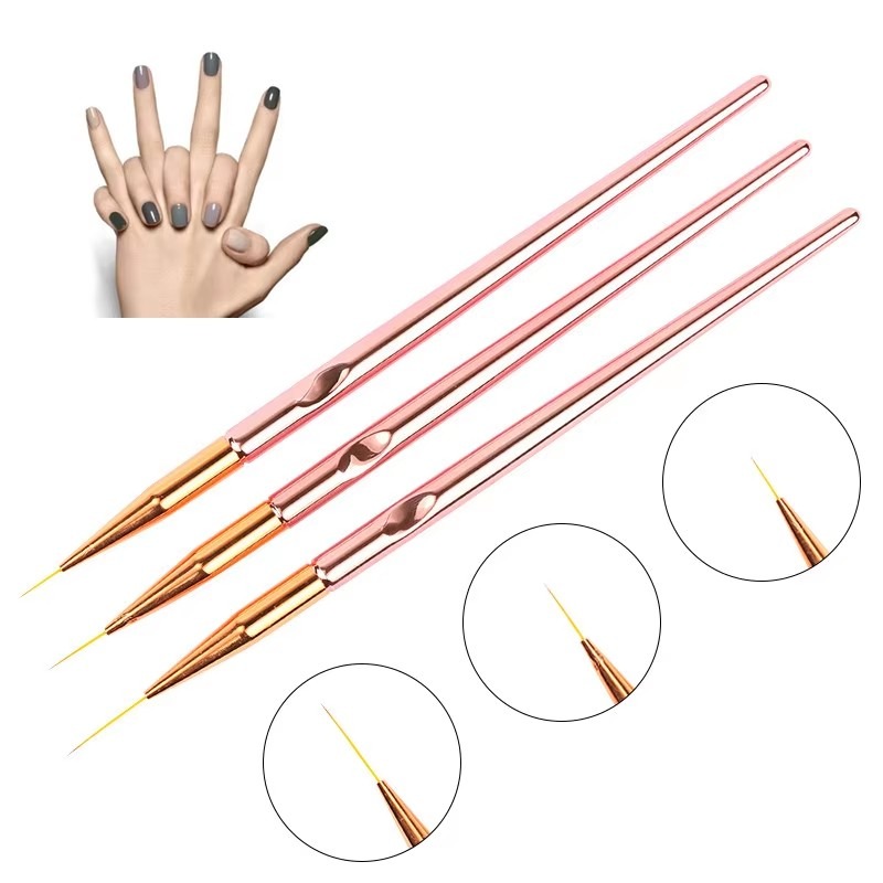 Набор из 3 кистей для дизайна  – обзор и цена Nail Art Rose Gold