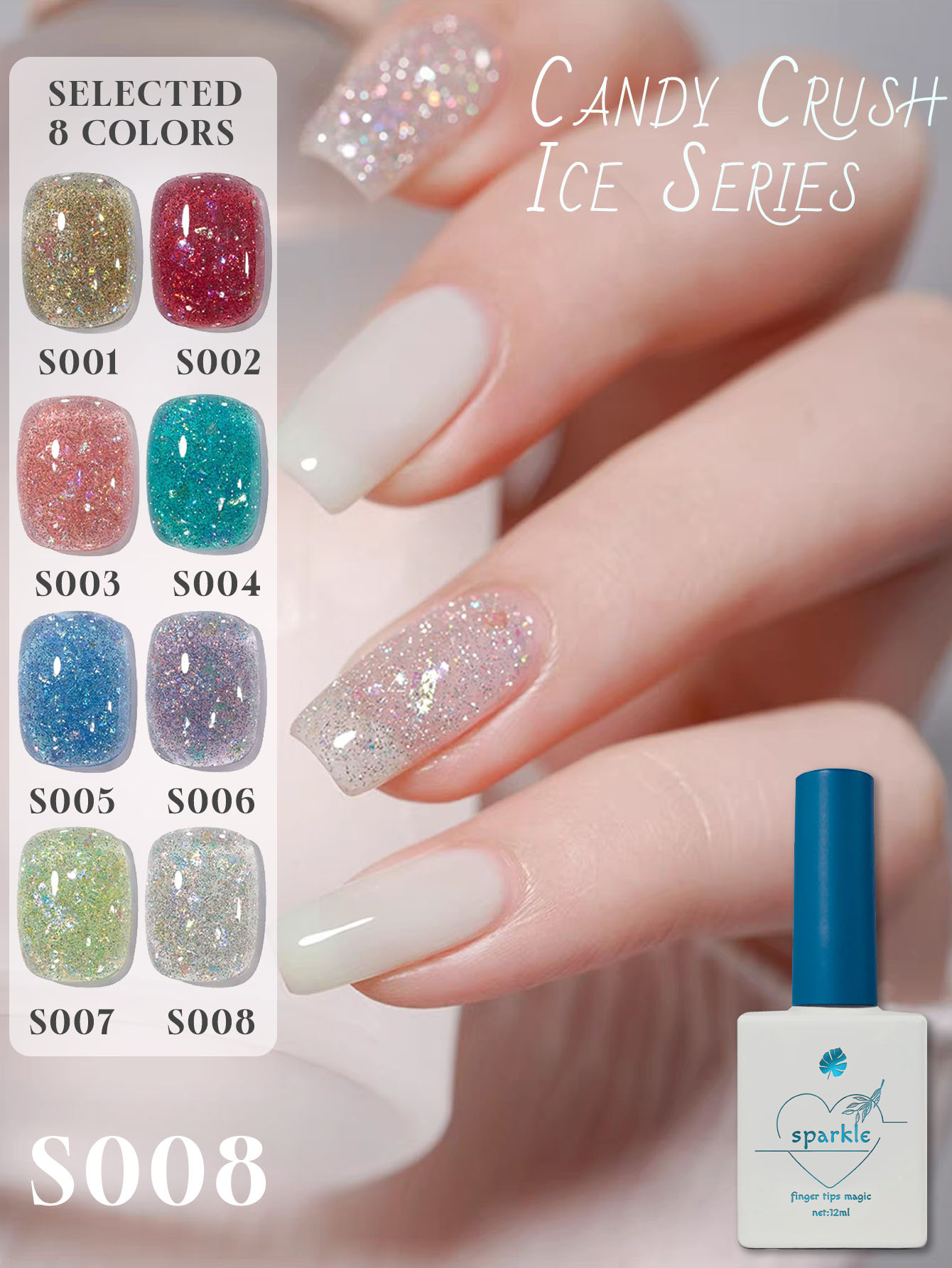 1-8 шт. 12 мл гель-лака Candy  – обзор и цена Nail Art Ombre Glitter