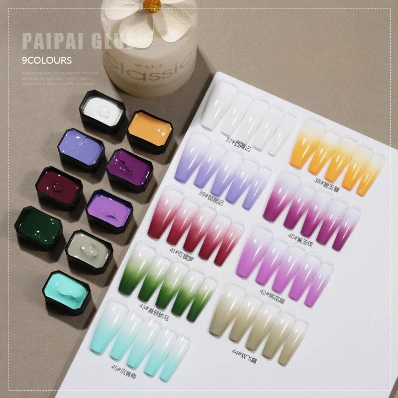 9 цветов/коробка Pat Ombre Гел – обзор и цена Nail Art Ombre Glitter