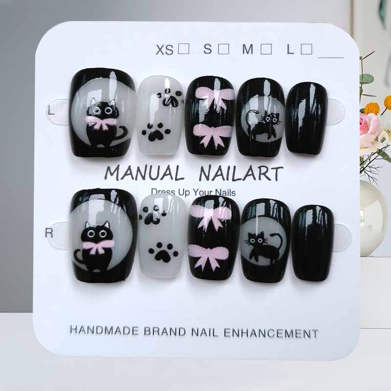 10 шт., милый мультяшный черны – обзор и цена Nail Art Pink Cat Eye