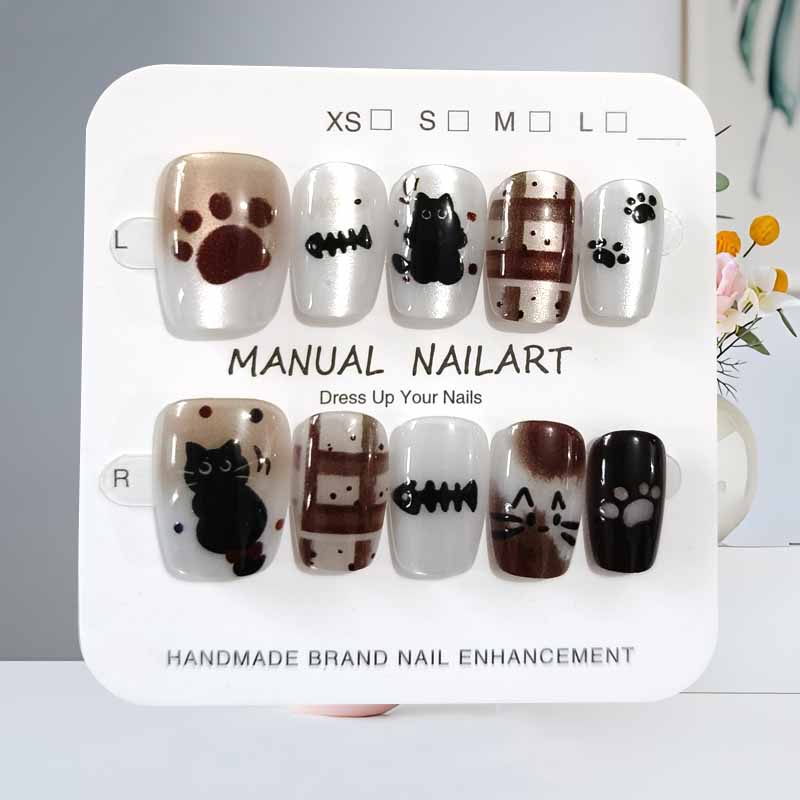 10 шт., милый мультяшный черны – обзор и цена Nail Art Pink Cat Eye